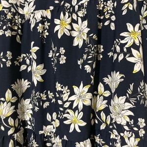 Banana Republic Navy Full A-Line Skirt with Yellow and White Floral